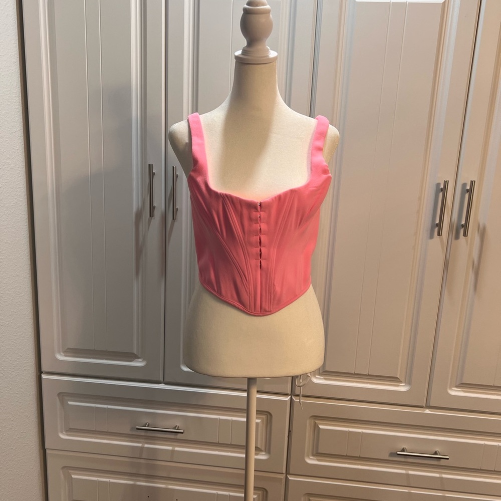 House of CB Frangelica Pepto Pink Corset Crop Top